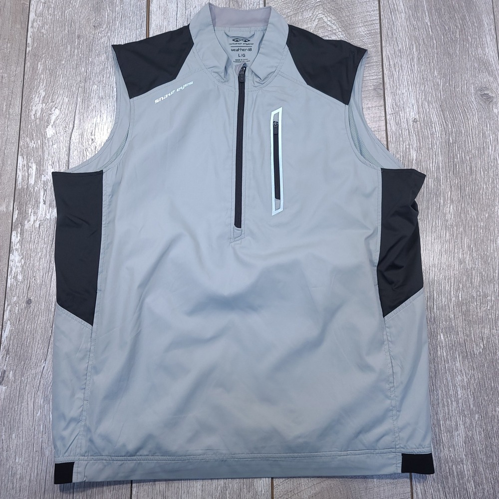 Snake Eyes Golf Vest Men Large Grey Black Weather-18 Quarter Zip Sleeveless